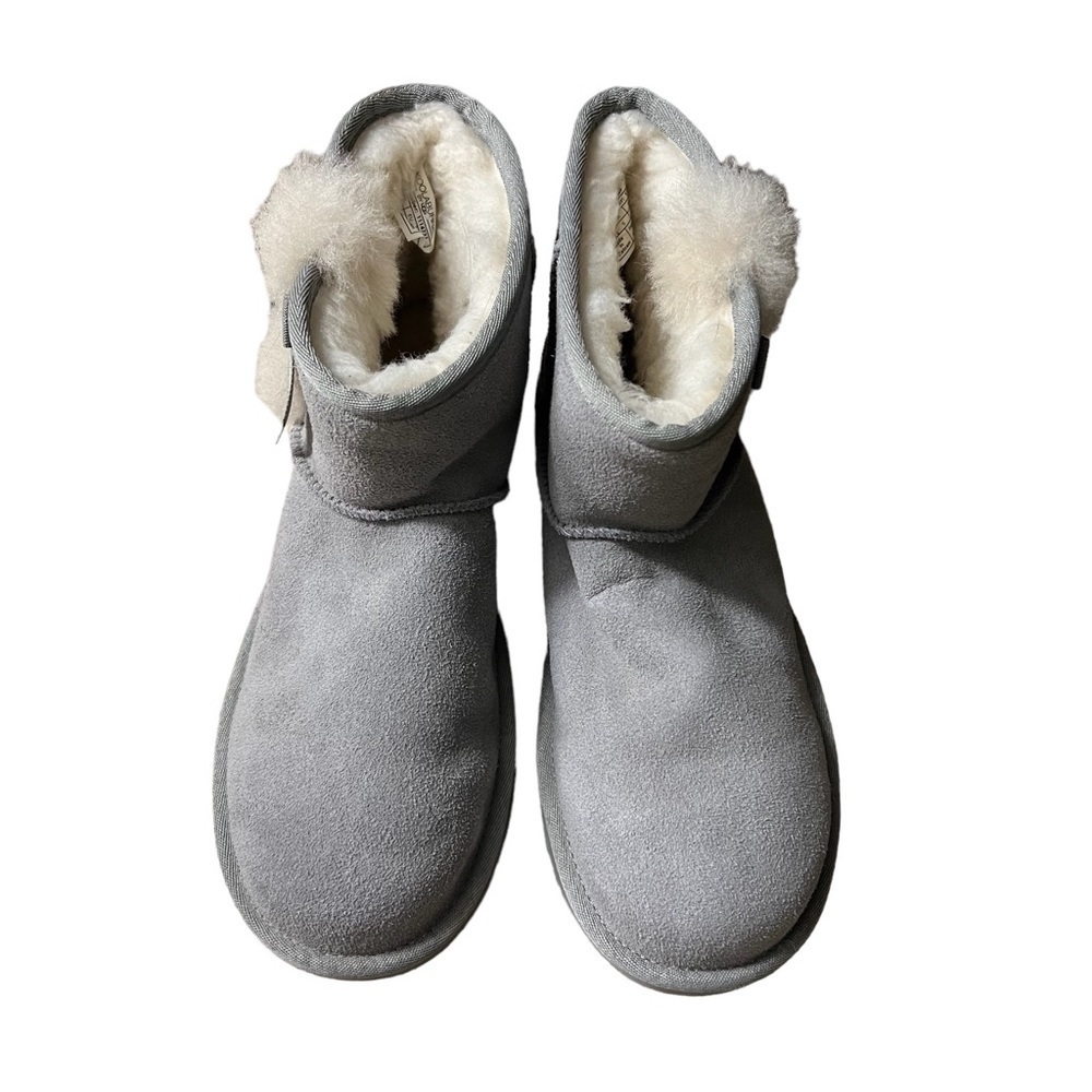 KOOLABURRA BY UGG Short Boots w/ Pompoms and Bows in Gray Mist Size 7 - Picture 2 of 8